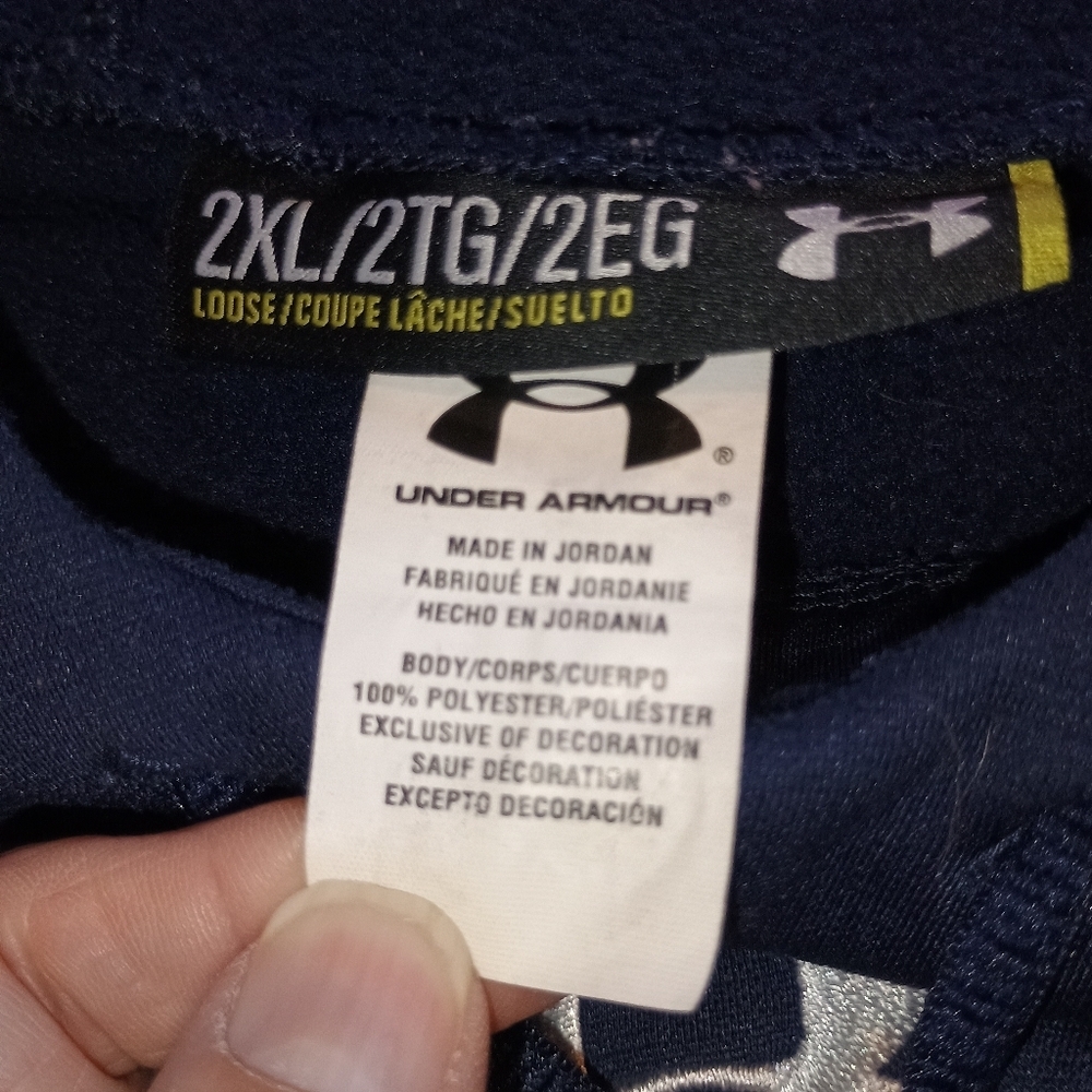 Under Armour Men’s 2XL Loose Fit Pullover Jacket Hoodie Navy Performance - Picture 9 of 10